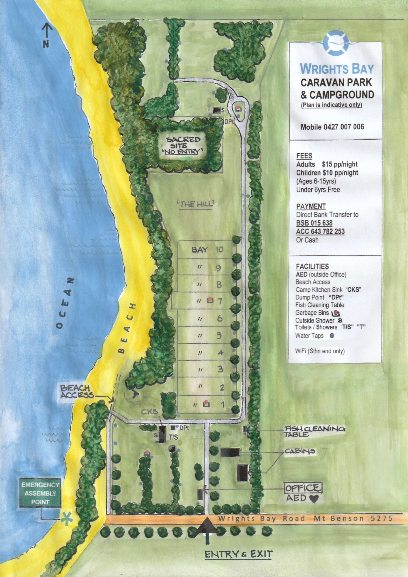 Camp Site Map — Wrights Bay Caravan Park And Campground pertaining to Wright Beach Campground Map