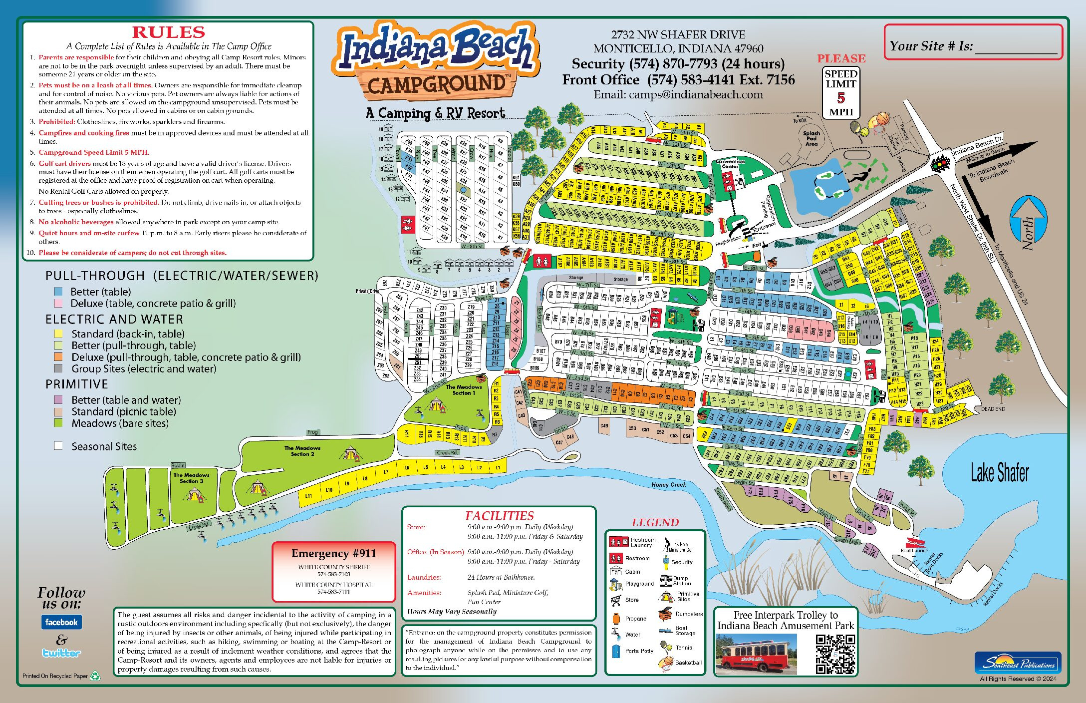 Campground Map - Indiana Beach within Map of Indiana Beach Campground