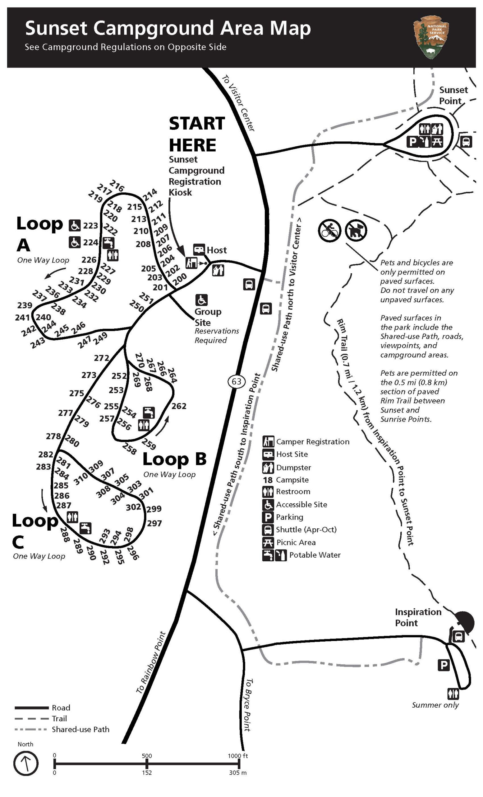 Campgrounds - Bryce Canyon National Park (U.s. National Park Service) intended for Sunset State Beach Campground Map
