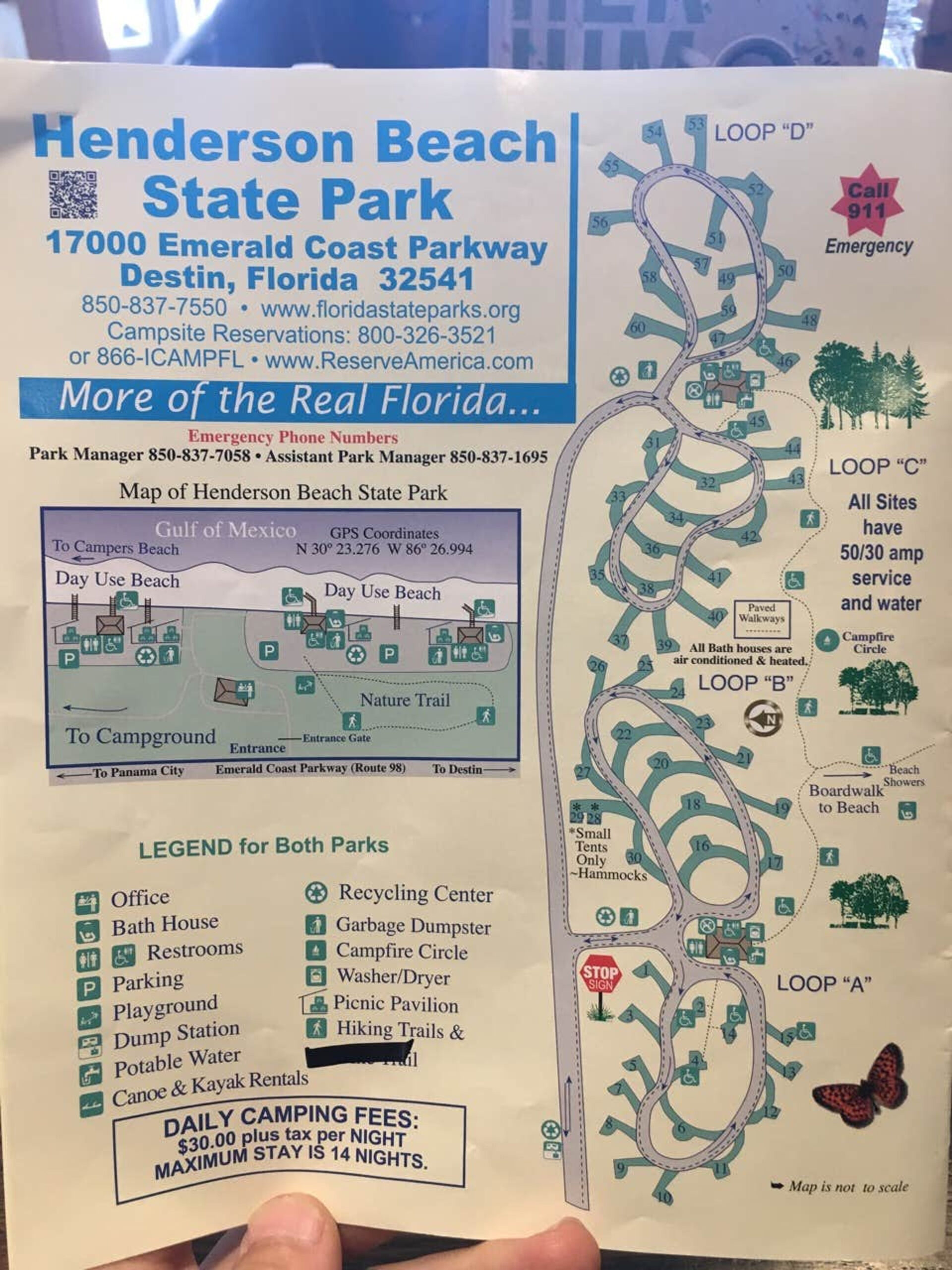 Camping In Fort Walton-Beach, Florida | Largest Campgrounds pertaining to Henderson Beach State Park Campsite Map
