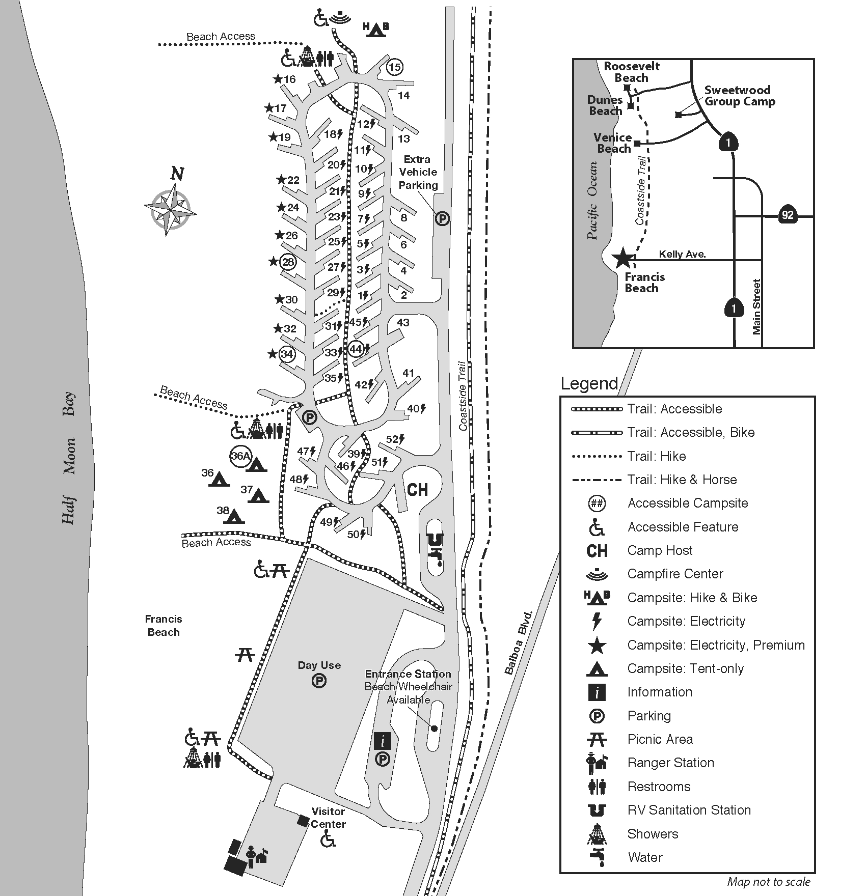 Camping regarding Sunset State Beach Campground Map