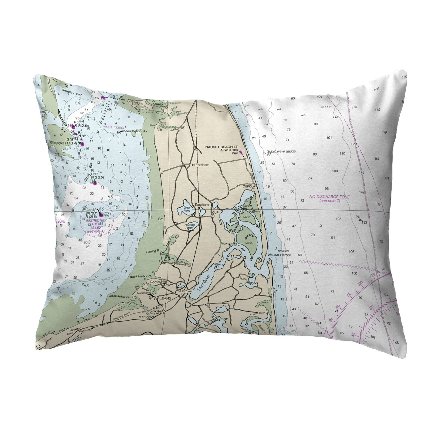 Cape Cod Nauset Beach Map Pillow 16X20 – Noncorded Indoor/Outdoor pertaining to Nauset Beach Cape Cod Map