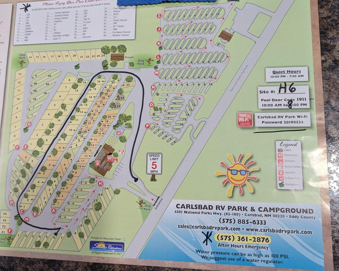 Carlsbad Rv Park &amp;amp; Campground | Carlsbad, Nm | Ev Station with regard to Carlsbad State Beach Campsite Map