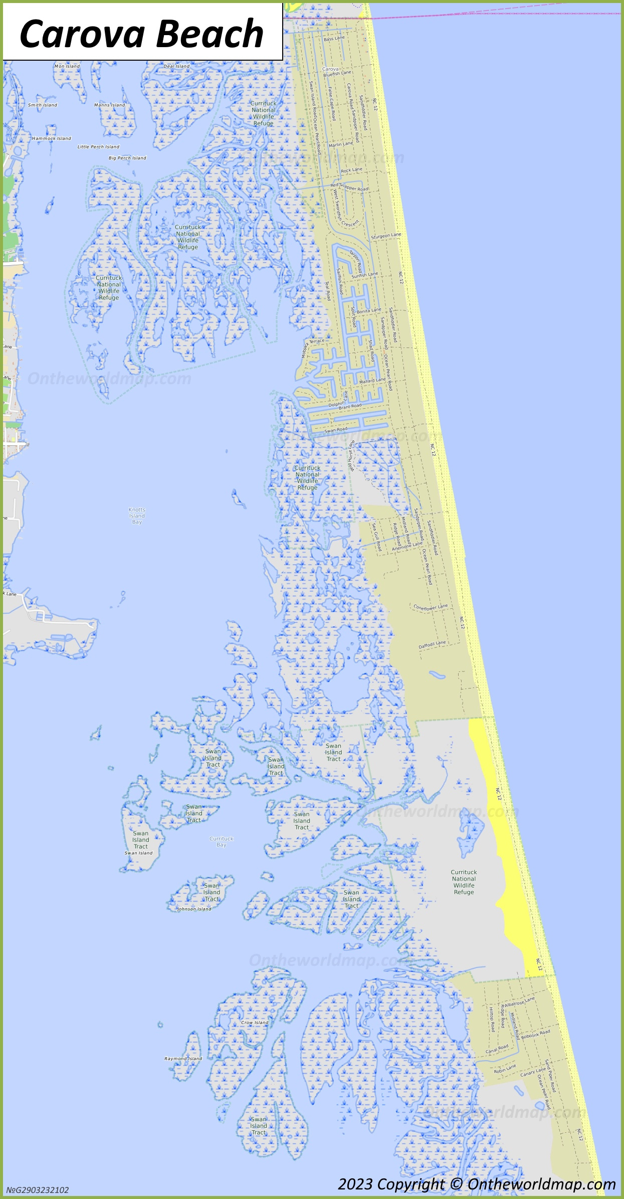 Carova Beach Map | North Carolina - Ontheworldmap intended for Map Of Carova Beach Nc
