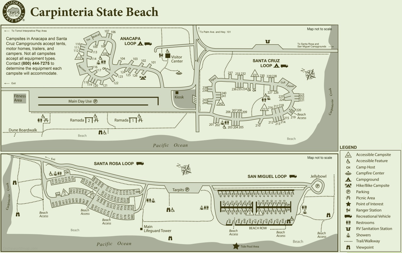 Carpinteria State Beach Map - Ontheworldmap throughout Carpinteria State Beach Camping Map