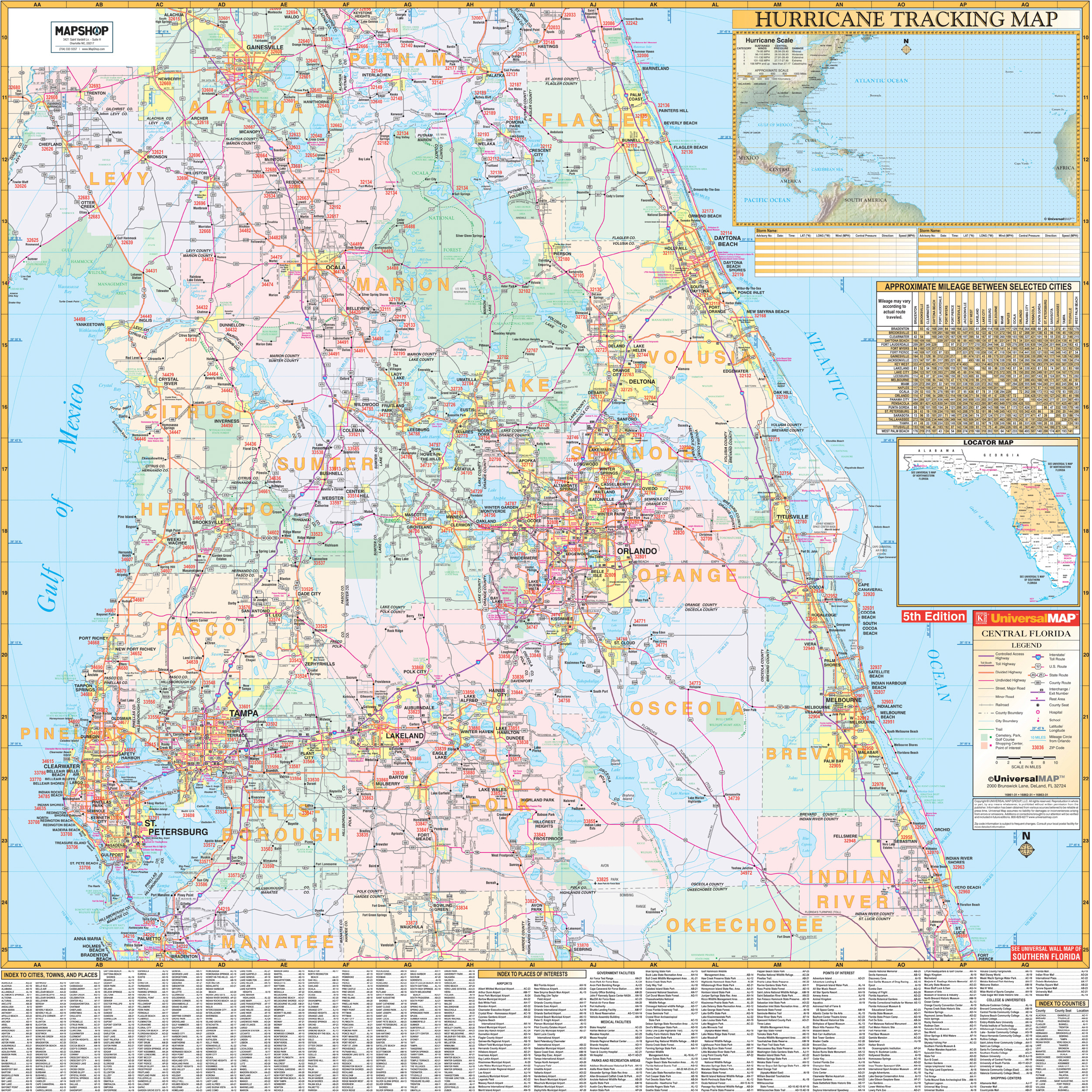 Central Florida Regional Wall Mapkappa - The Map Shop within Map of Central Florida West Coast
