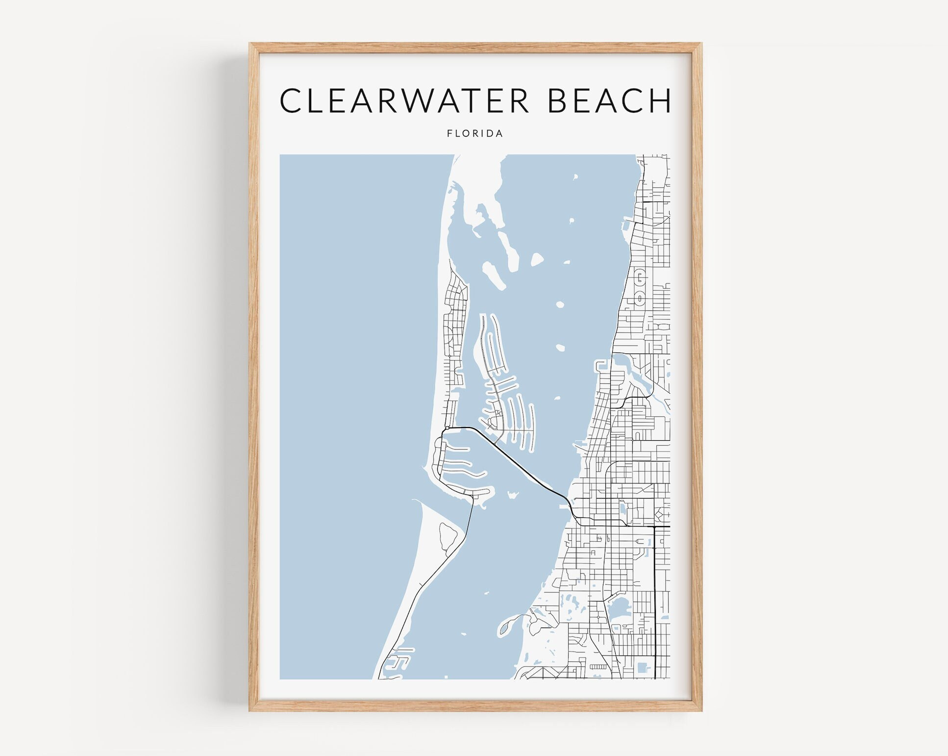 Clearwater Beach Map Print, Clearwater Map Print, Clearwater Beach in Clearwater Beach on a Map