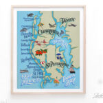 Clearwater Tampa Florida Beach Map Print Beach House Decor In Map Of Tampa Florida Beaches