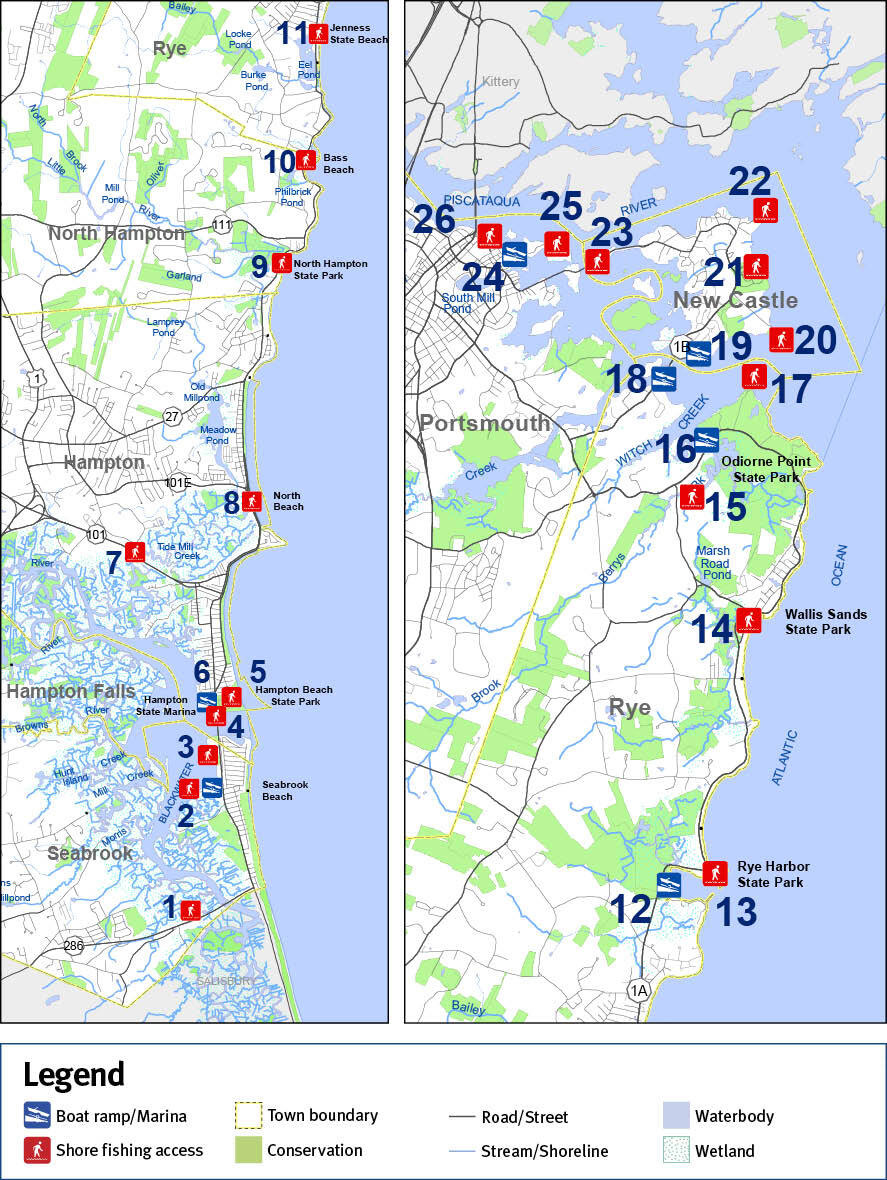 Coastal Access Sites - New Hampshire Saltwater Fishing | Eregulations intended for Map of New Hampshire Beaches