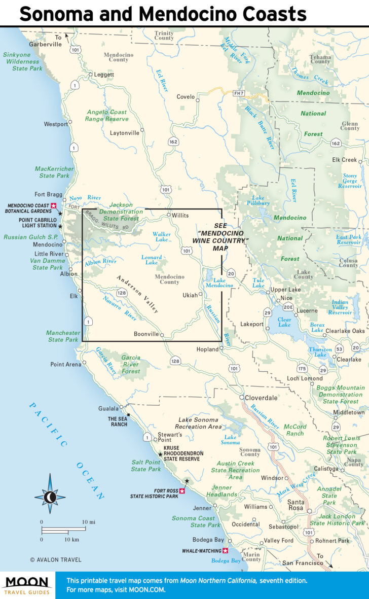 Beaches in Northern California Map Beaches in Northern California Map