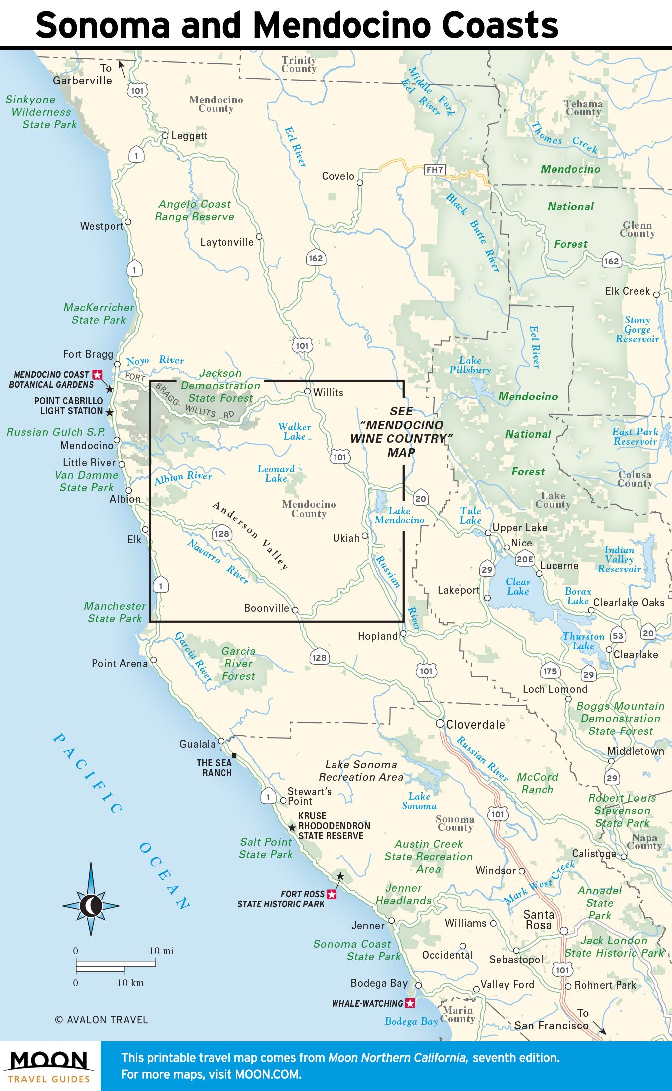 Coastal California | Moon Travel Guides for Beaches in Northern California Map