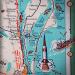 Cocoa Beach Cape Canaveral Merritt Island Retro Beach Map Print Funky  Vintage Turquoise Photo Of Florida East Coast   Etsy.de Within Map Of Florida With Cocoa Beach