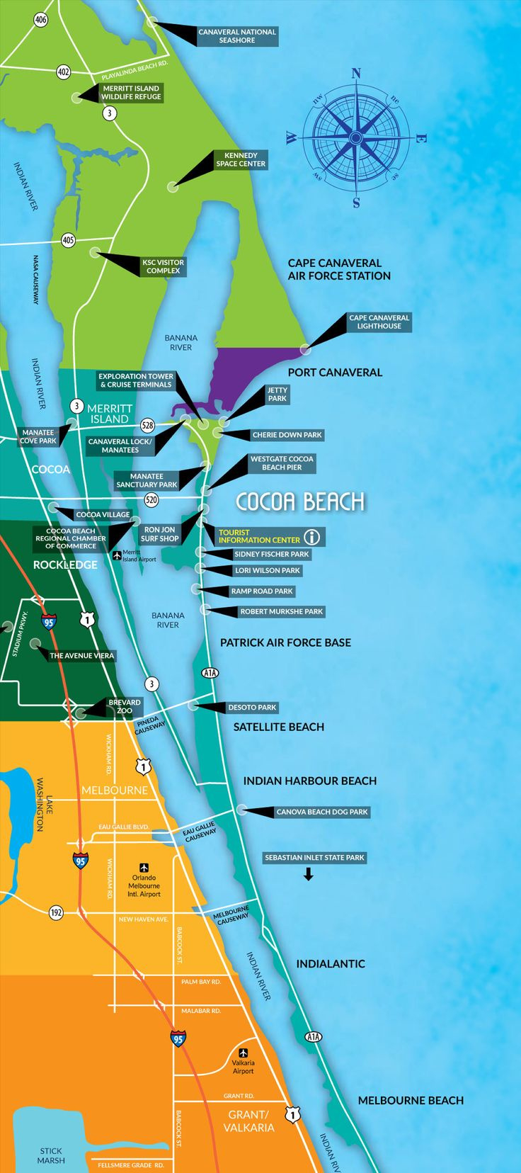 Cocoa Beach Chamber Of Commerce 2019 Cocoa Beach Visitors Guide regarding Cocoa Beach Map of Florida