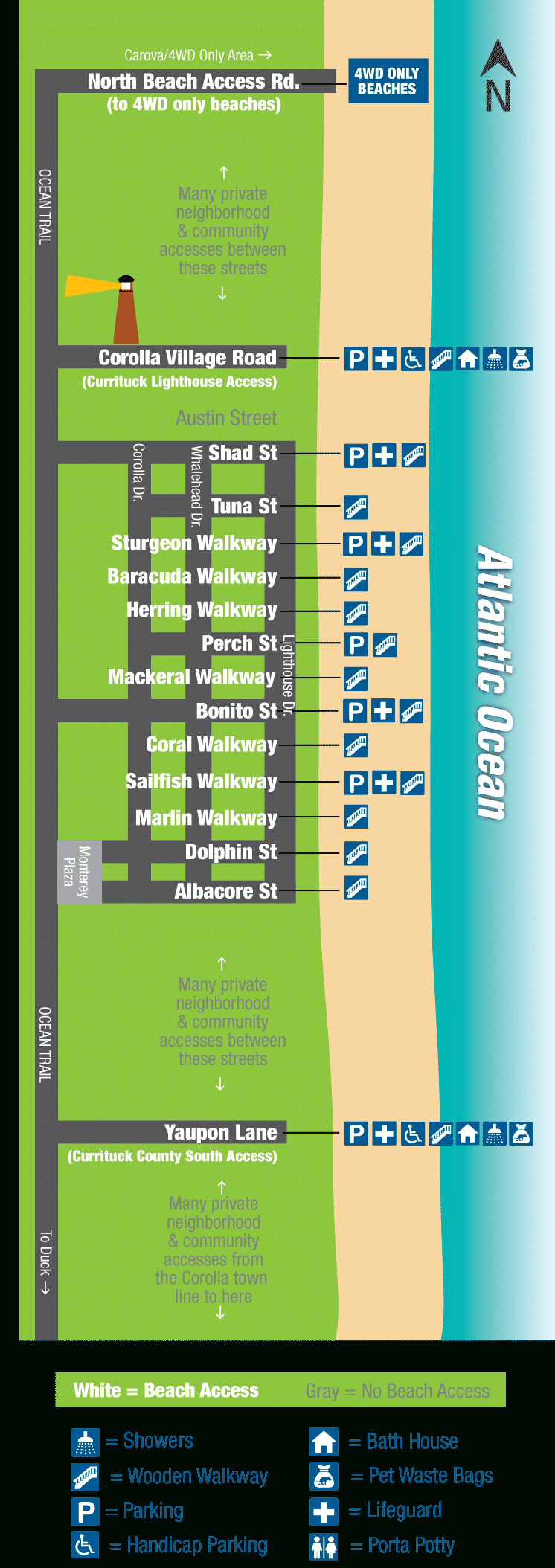 Corolla Beach Access - Corolla Public Beach Guide, Obx Beach Access with regard to Outer Banks 4X4 Beach Access Map