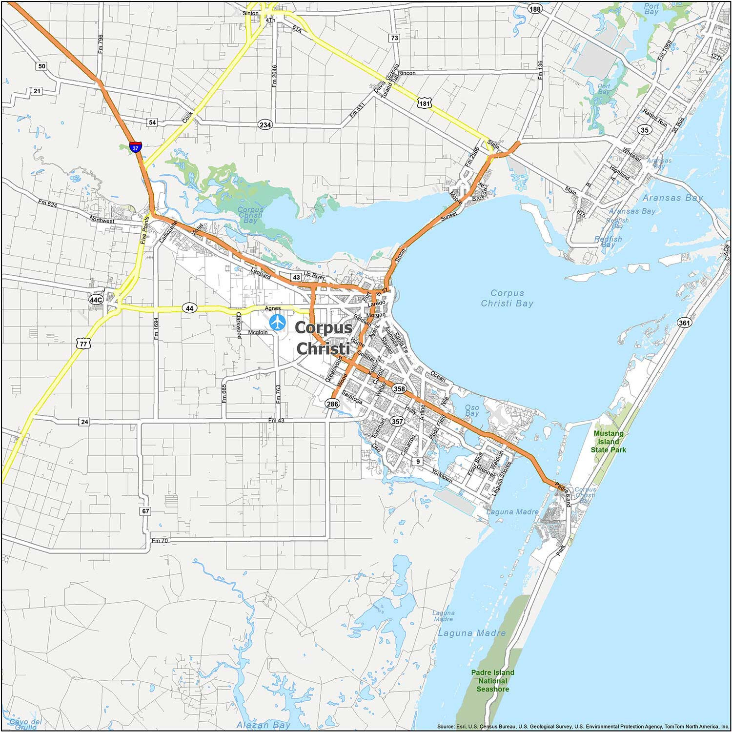 Corpus Christi Map, Texas - Gis Geography intended for Corpus Christi Map of Beaches
