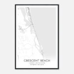 Crescent Beach Florida Map Poster, Modern Home Decor Wall Art Print    Custom Maps & Posters Regarding Map Of Crescent Beach Fl
