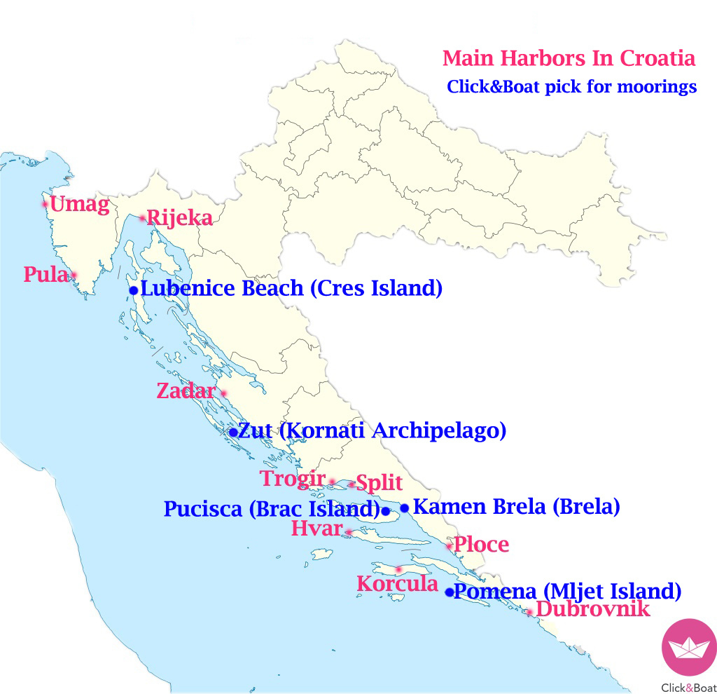 Croatia In 5 Mooring Spots : A Trip To Remember - Click &amp;amp; Boat Blog for Best Beaches in Croatia Map