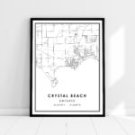 Crystal Beach Map Print Poster Canvas | Ontario Map Print Poster Regarding Map Of Crystal Beach Florida