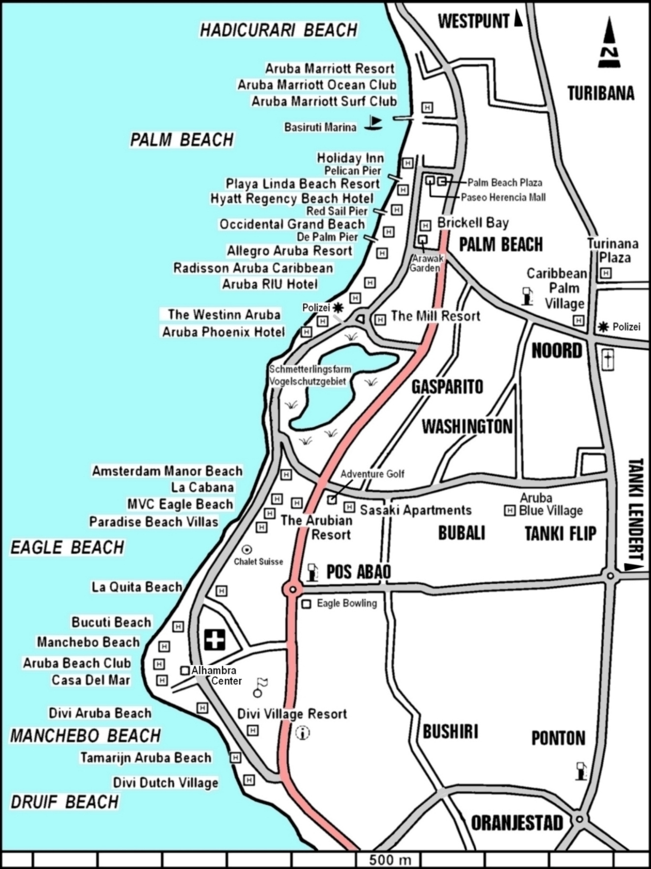 Datei:hotel-Map – Reiseführer Auf Wikivoyage for Map of Aruba Beaches and Hotels