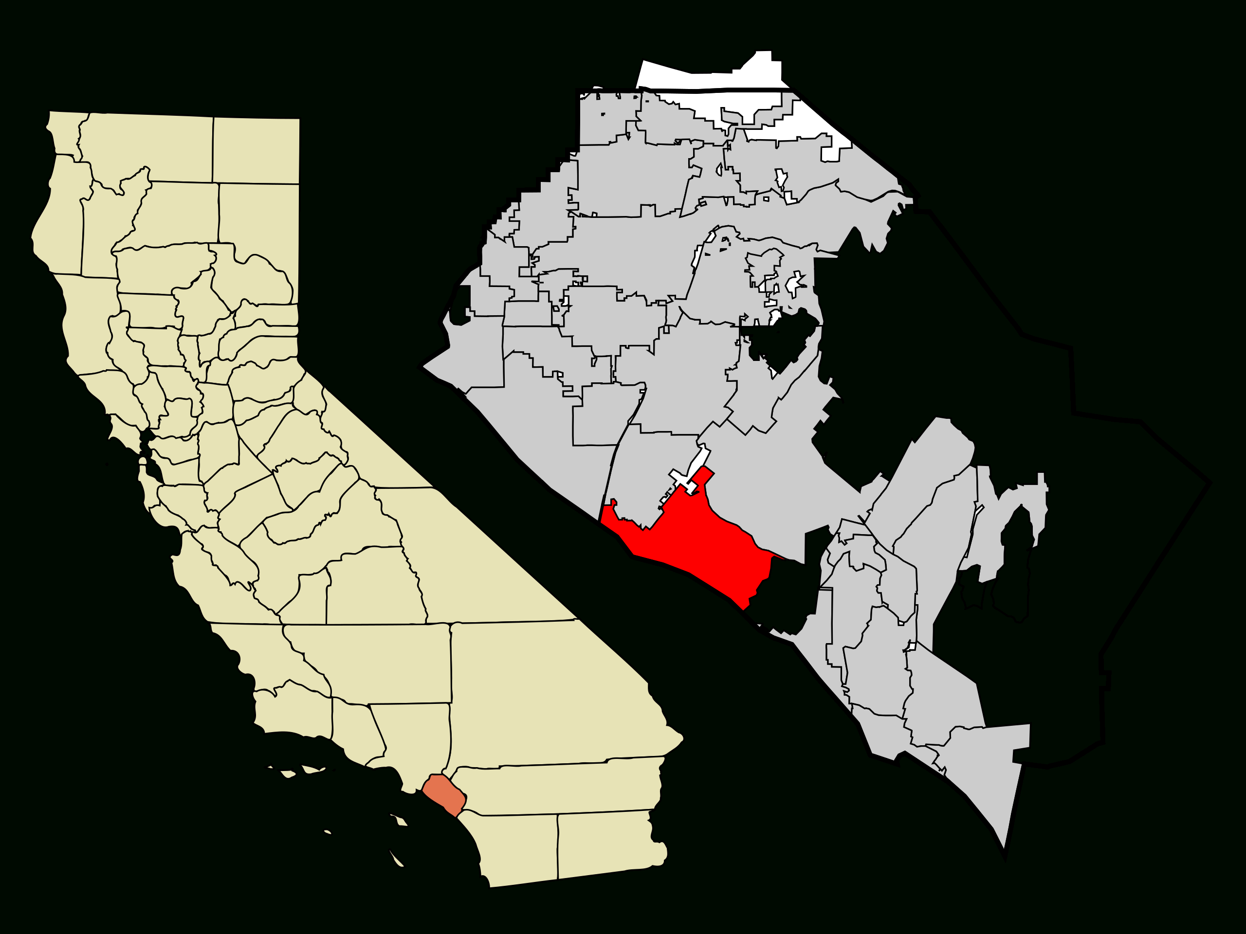 Datei:orange County California Incorporated And Unincorporated regarding Newport Beach California on Map