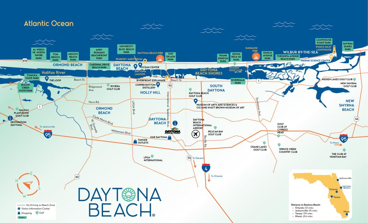 Daytona Beach Area Map | Attractions &amp;amp; Things To Do In Daytona for Daytona Beach Florida on Map