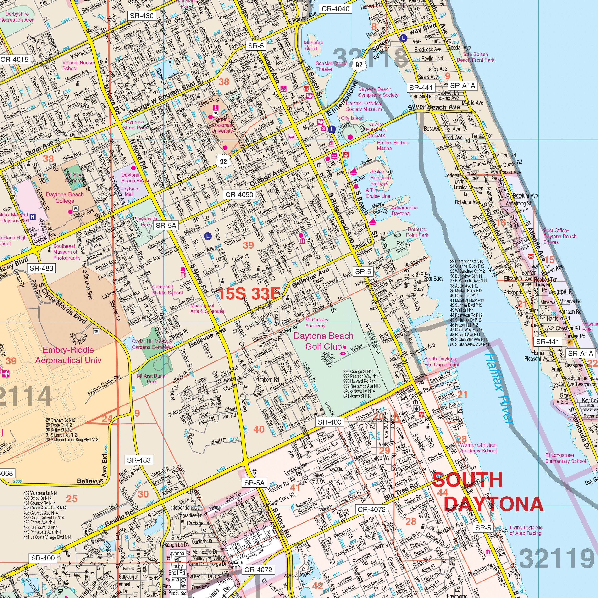 Daytona Beach, Fl Wall Mapkappa - The Map Shop for Daytona Beach on the Map