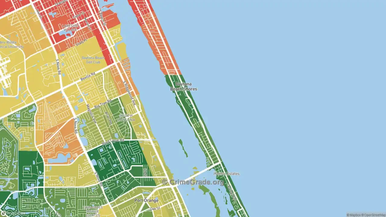 Daytona Beach Shores, Fl Violent Crime Rates And Maps | Crimegrade inside Crime Map Daytona Beach Fl