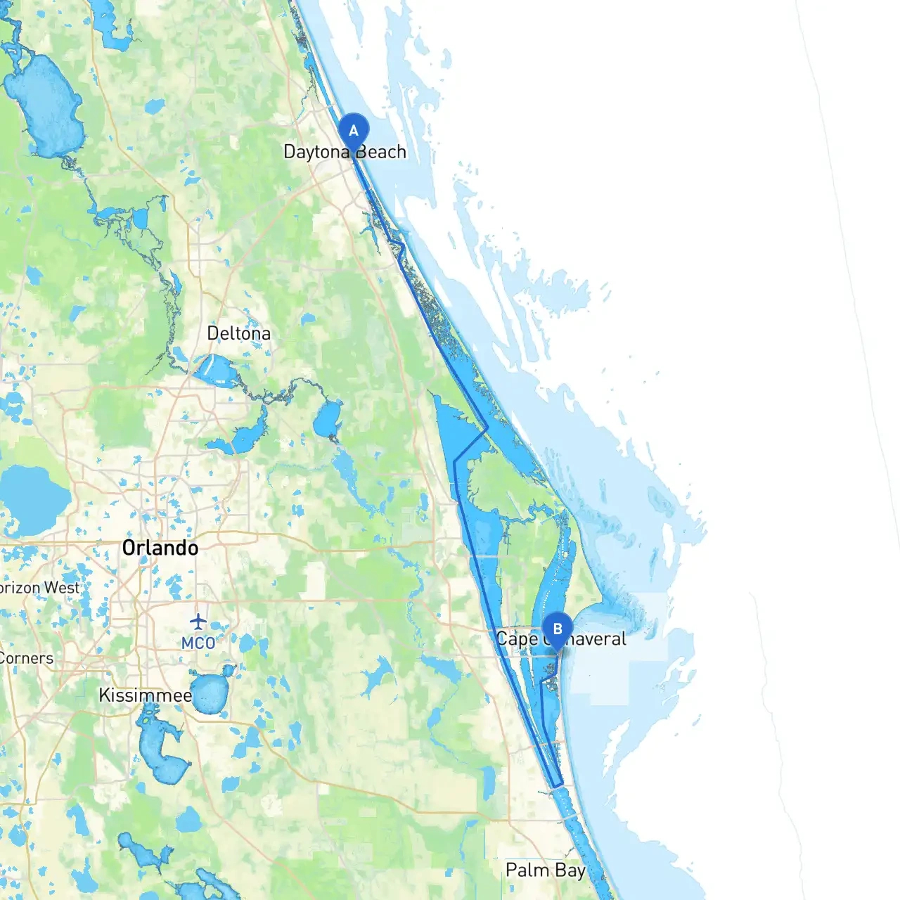 Daytona Beach To Cocoa Beachboat - Savvy Navvy Smart Routing with regard to Cocoa Beach Florida Google Maps