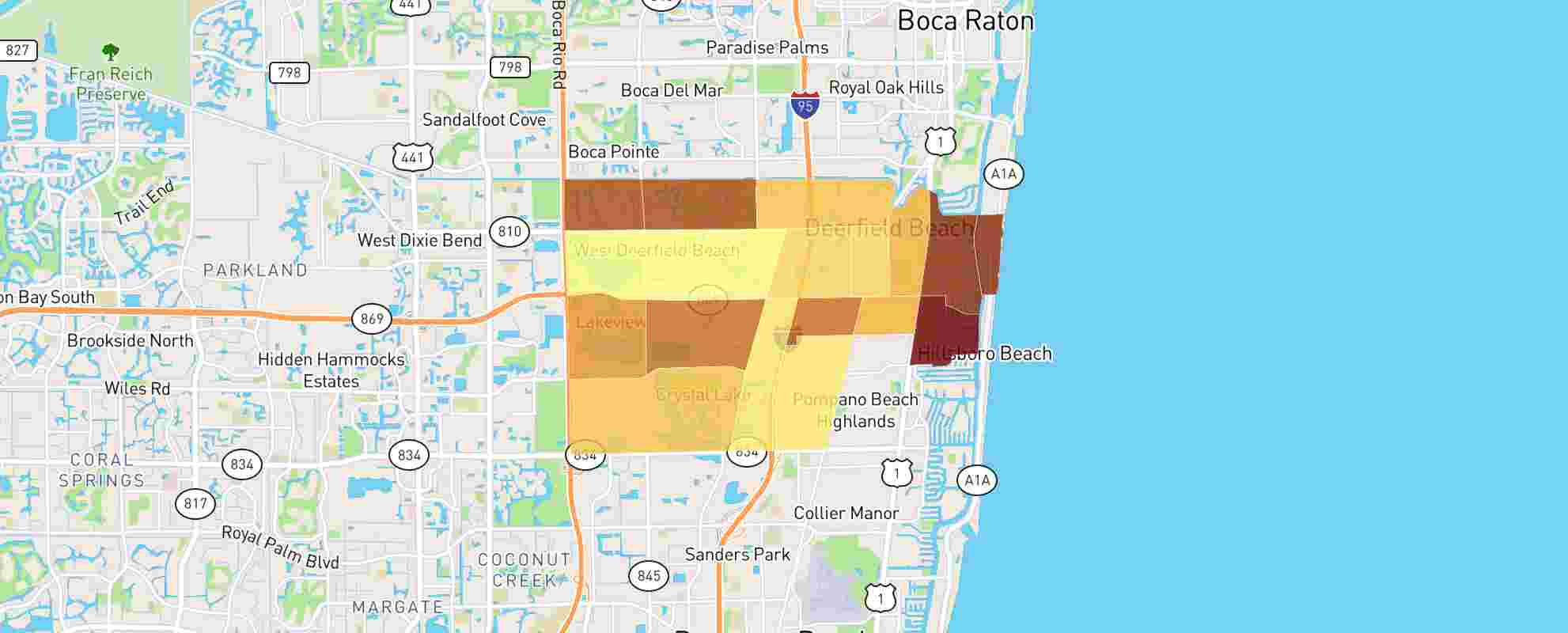 Deerfield Beach, Fl Real Estate Market Data - Neighborhoodscout in Deerfield Beach Fl on Map