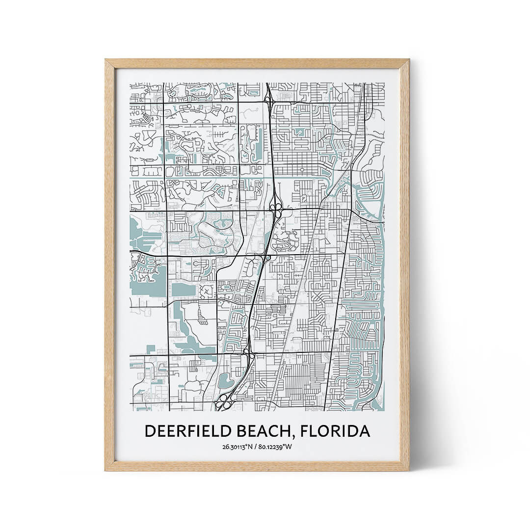 Deerfield Beach Map Poster - Your City Map Art - Positive Prints intended for Map of Deerfield Beach Florida