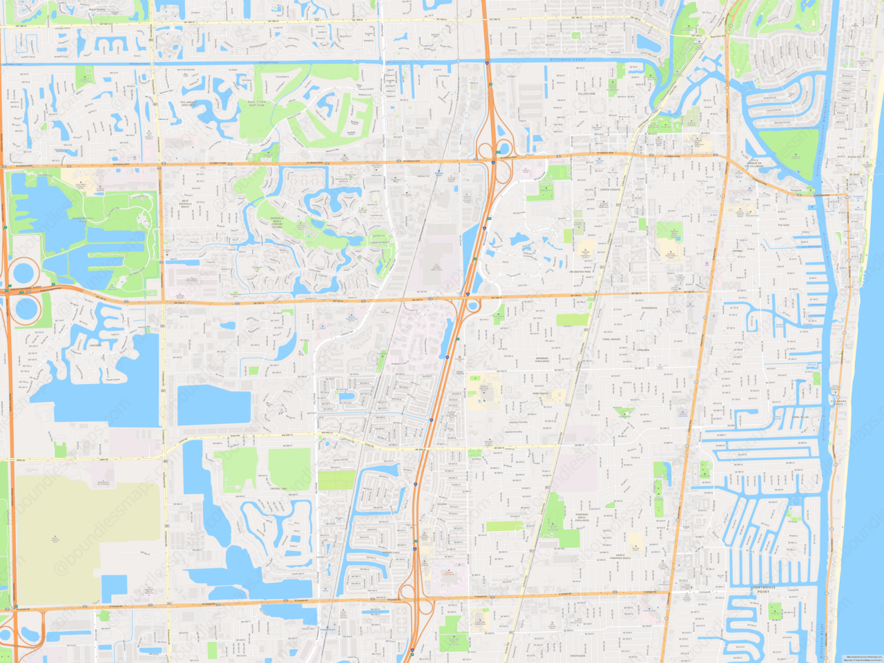 Deerfield Beach - Modern Atlas Vector Map | Boundless Maps for Deerfield Beach Fl on Map