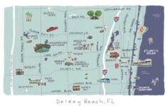 Delray Beach Map Art Prints -Florida Artwork - Delray Illustration - South  Florida Original Art - Delray Landmark Map for Del Ray Beach Florida Map