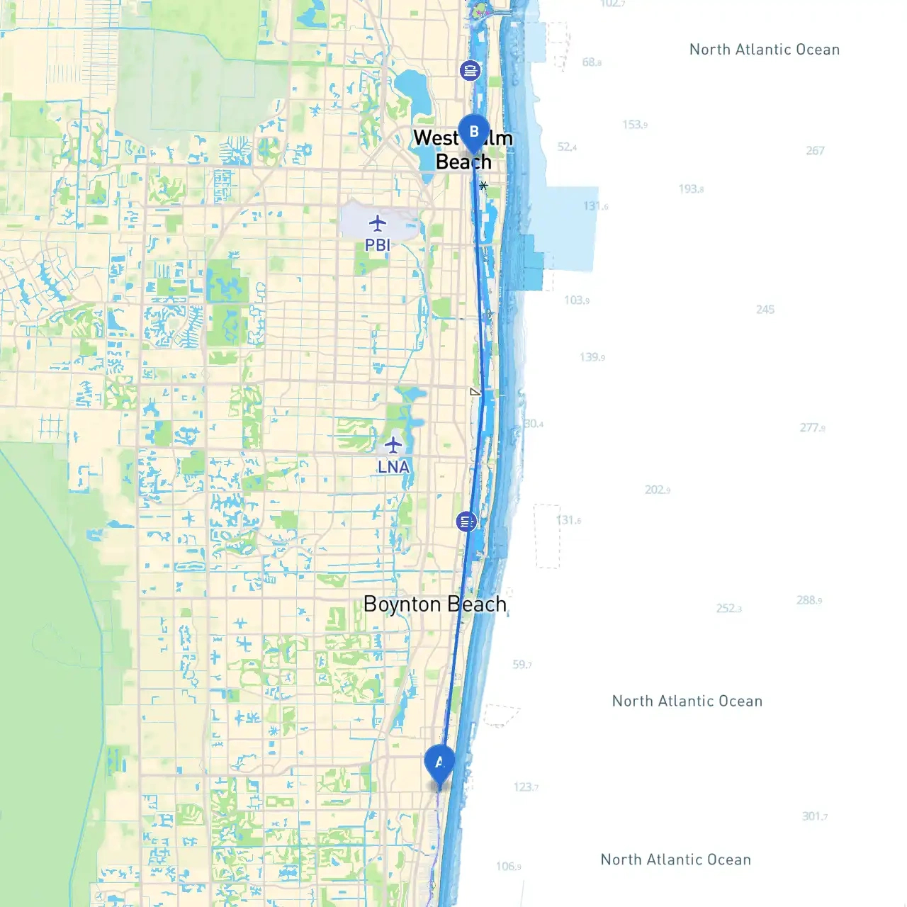 Delray Beach To West Palm Beachboat - Savvy Navvy Smart Routing within Google Maps Delray Beach Florida