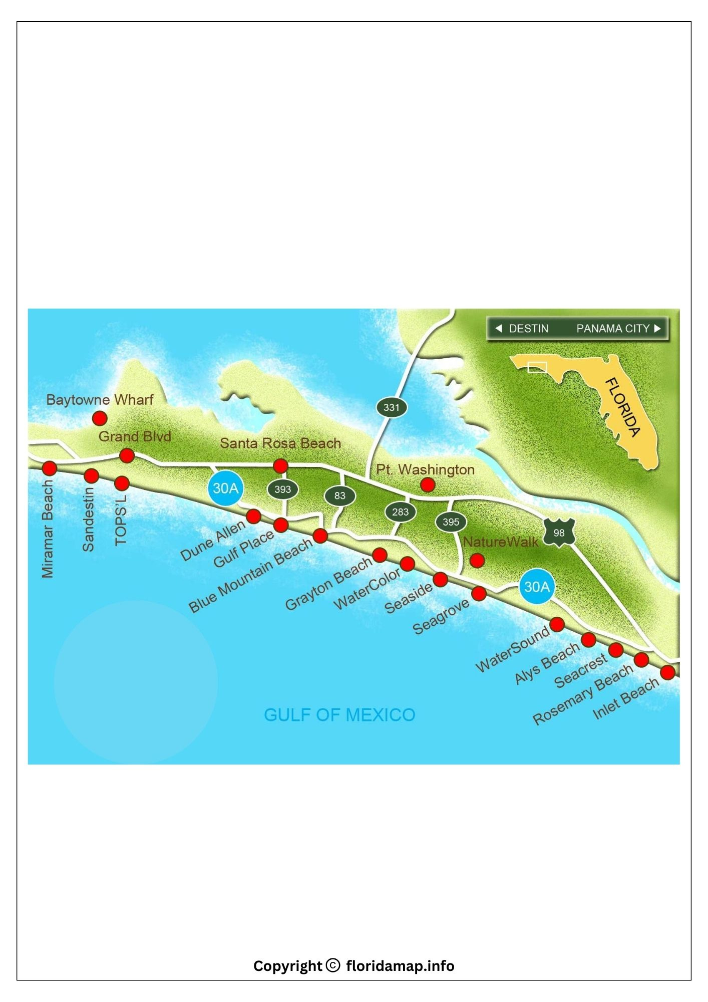 Destin Florida Map [Where Is Destin Florida On The Map] with regard to Destin Beach Florida on Map