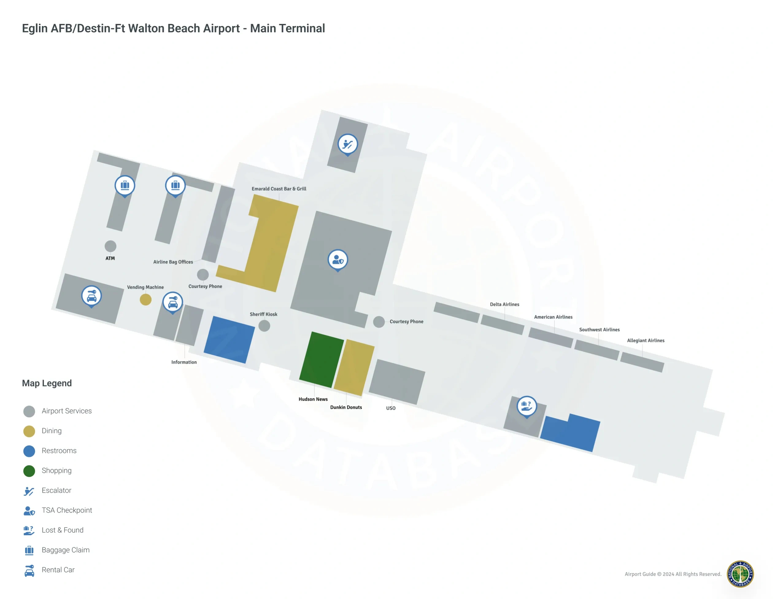 Destin Ft Walton Beach Airport (Vps) | Maps with regard to Fort Walton Beach Airport Map