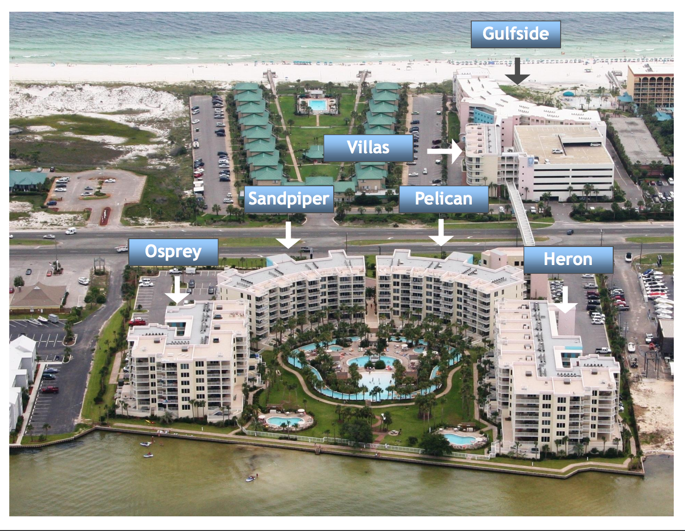 Destin West Aerial Map | Destin West Vacations intended for Destin West Beach And Bay Resort Map
