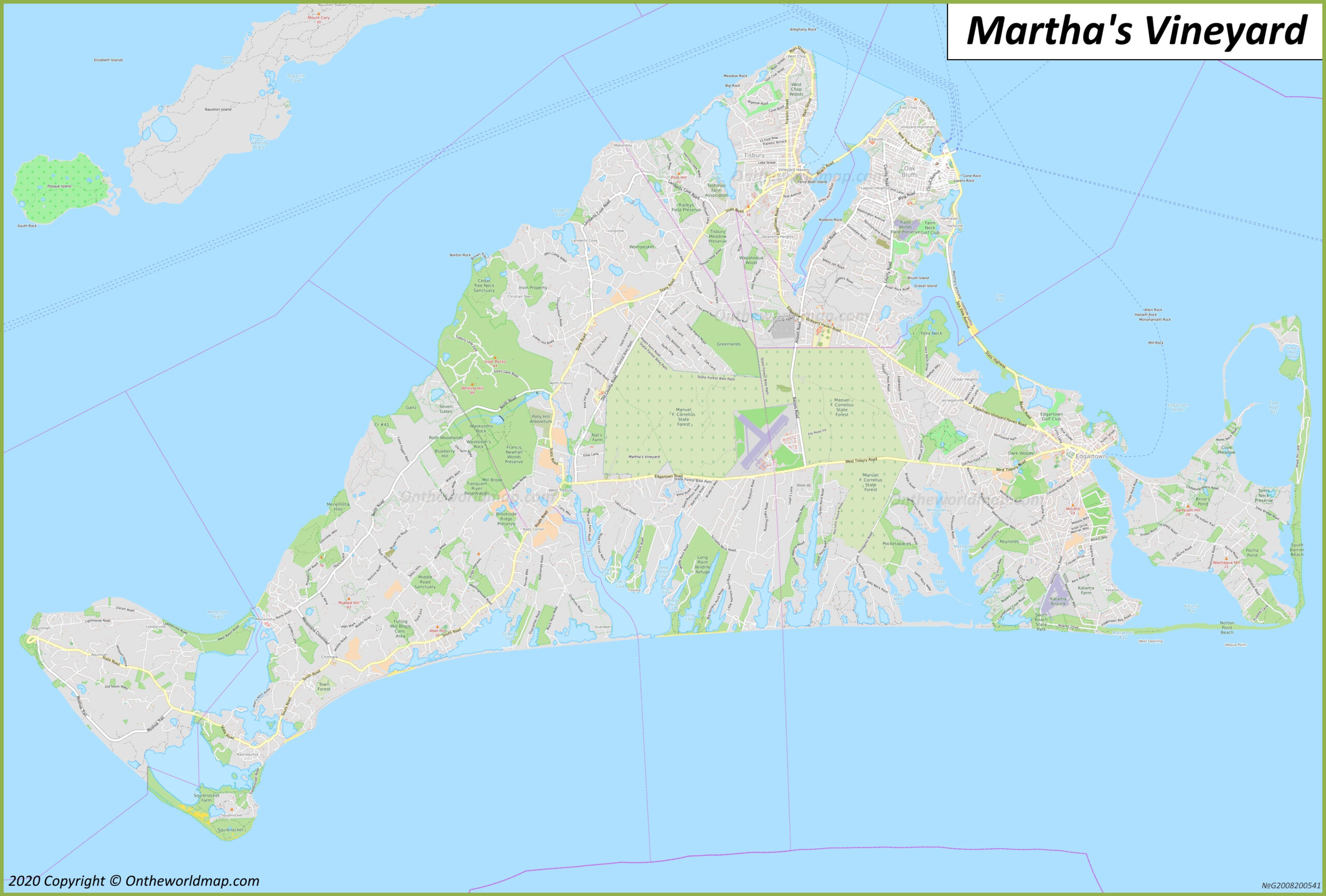 Detailed Map Of Martha&amp;#039;S Vineyard - Ontheworldmap for Martha Vineyard Beaches Map