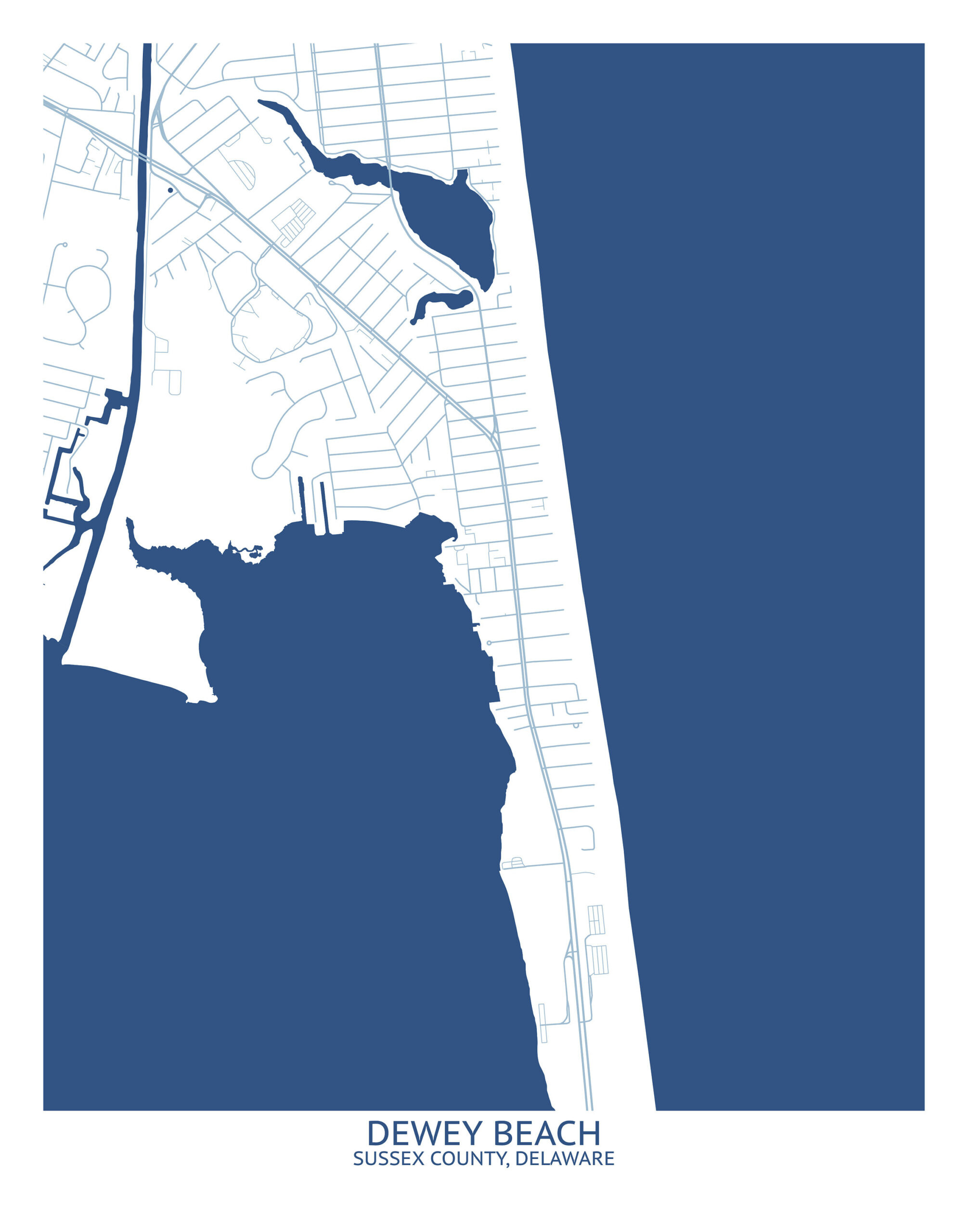 Dewey Beach Delaware Map - Pittsburgh Map Company - Etsy with regard to Map of Dewey Beach Delaware