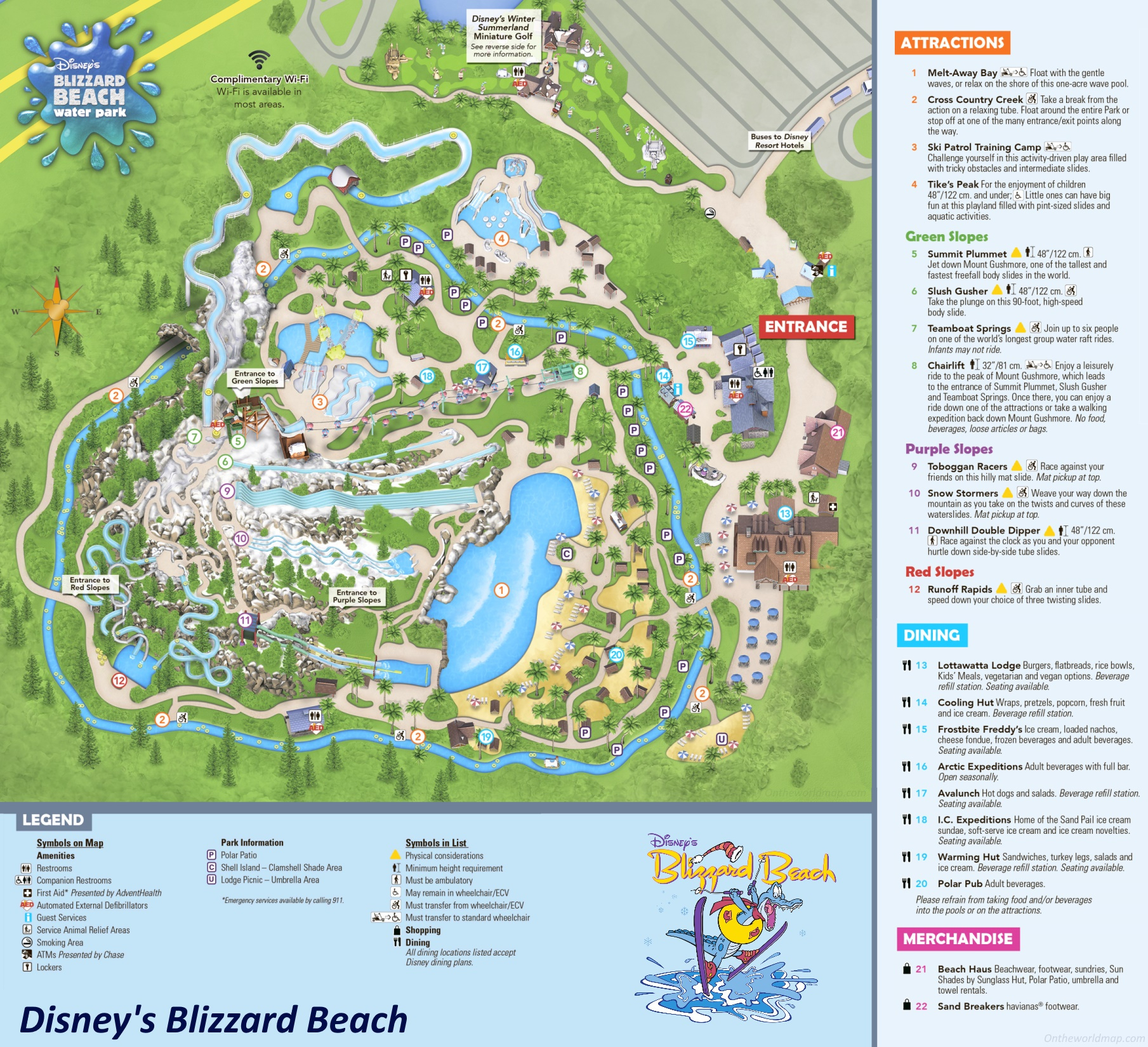 Disney&amp;#039;S Blizzard Beach Map - Orlando - Ontheworldmap in Disney Blizzard Beach Map