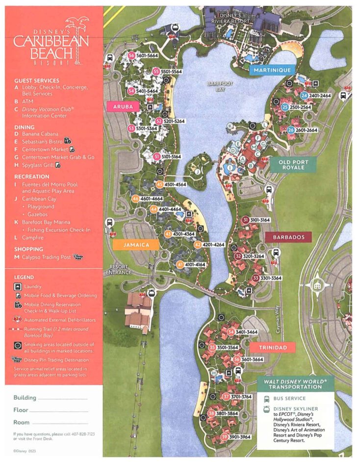 Map of Disney Caribbean Beach Resort