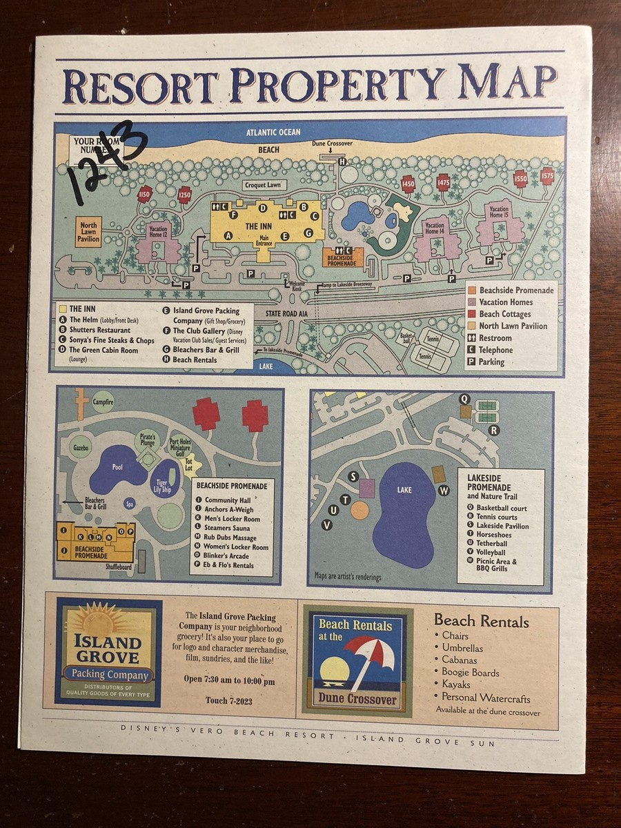 Disney&amp;#039;S Vero Beach Resort Island Grove Sun Directory Of Services throughout Disney Vero Beach Resort Map