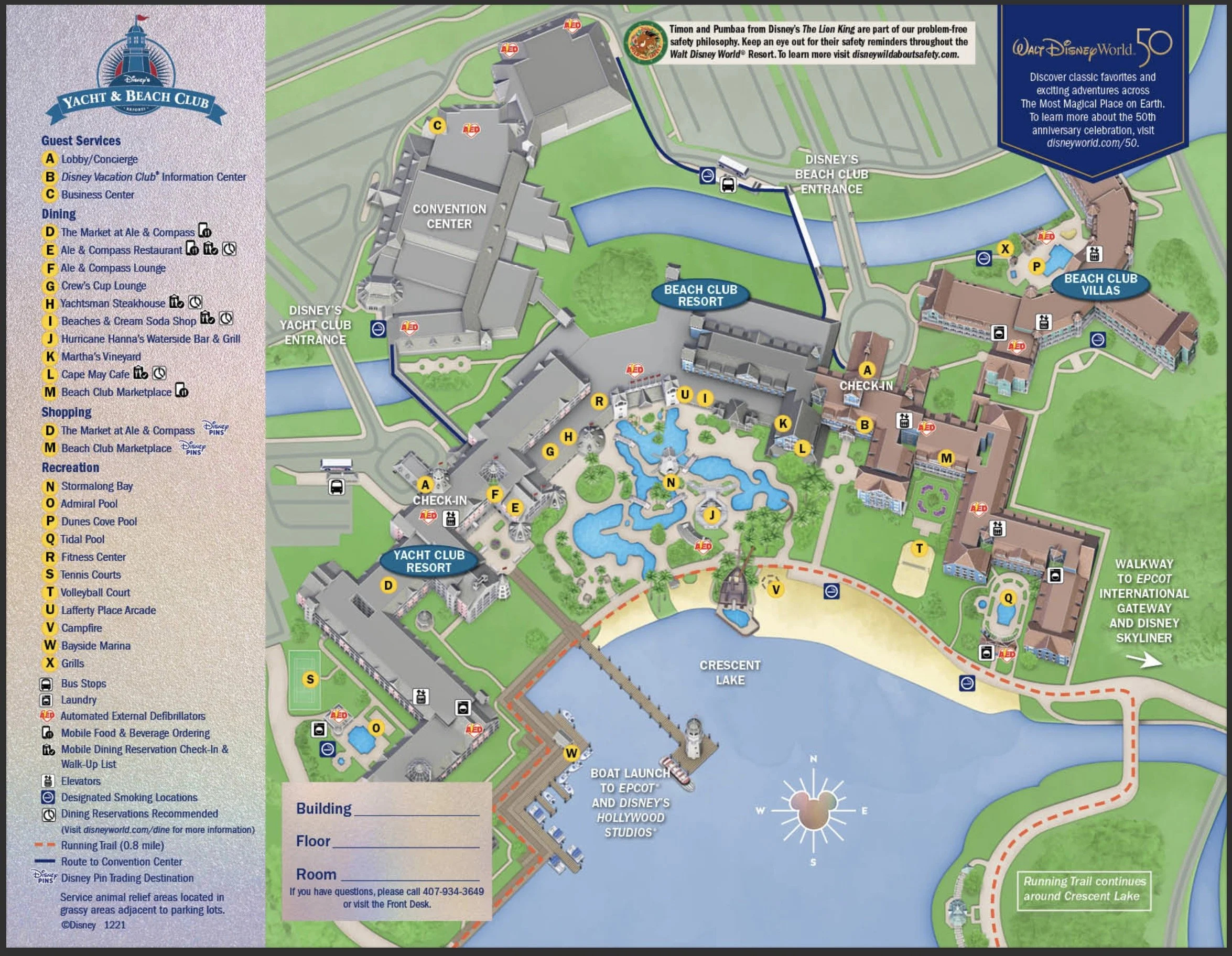 Disney&amp;#039;S Yacht And Beach Club Resort Map in Disney Beach Club Room Map