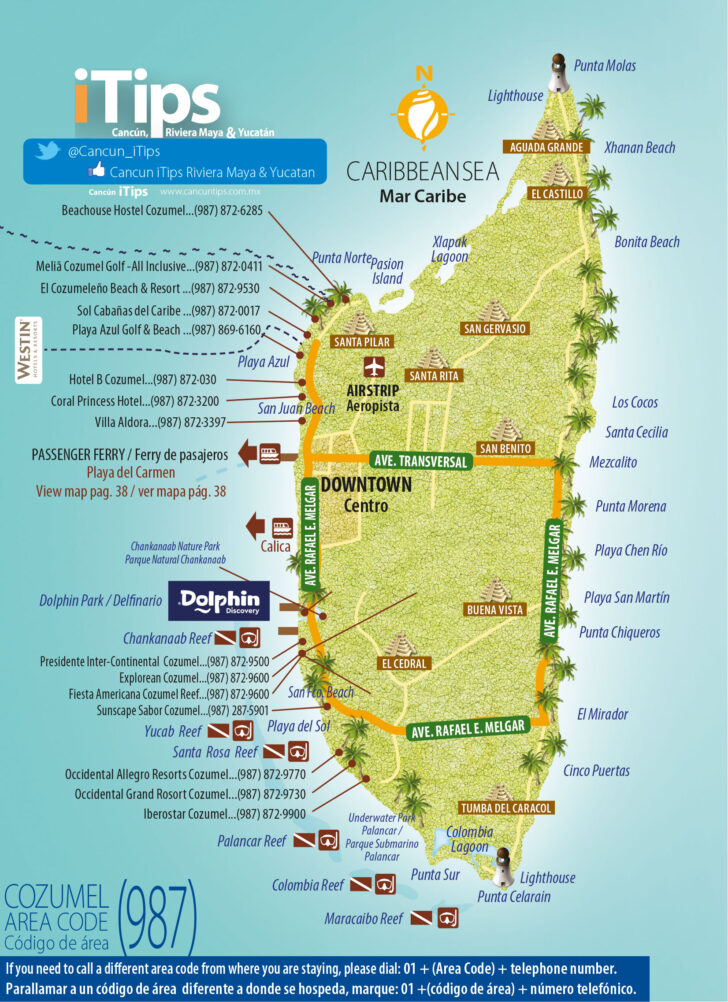 Map of Cozumel Mexico Beaches
