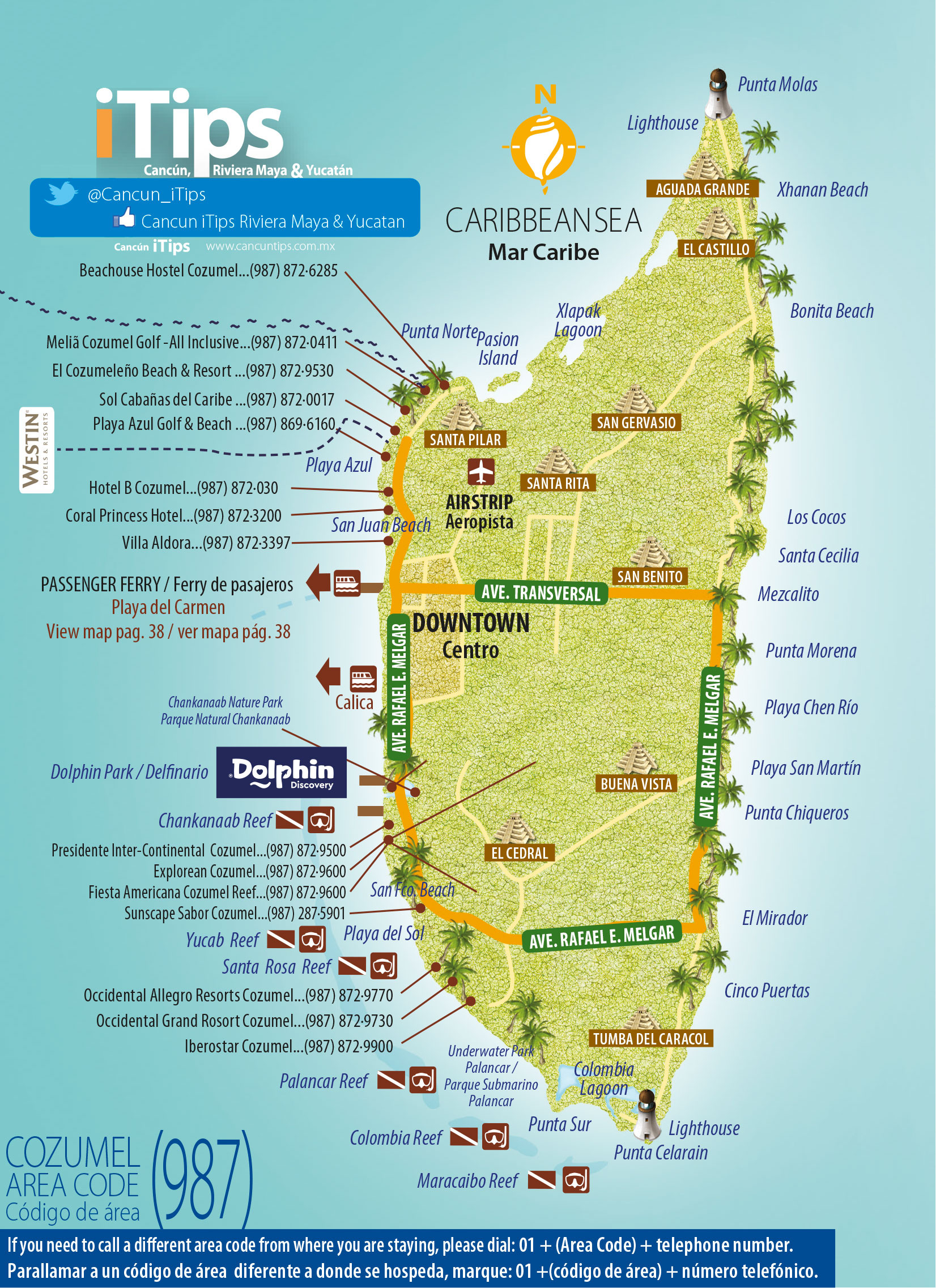 Downtown Cozumel Map | Cancun Tips inside Map of Cozumel Mexico Beaches