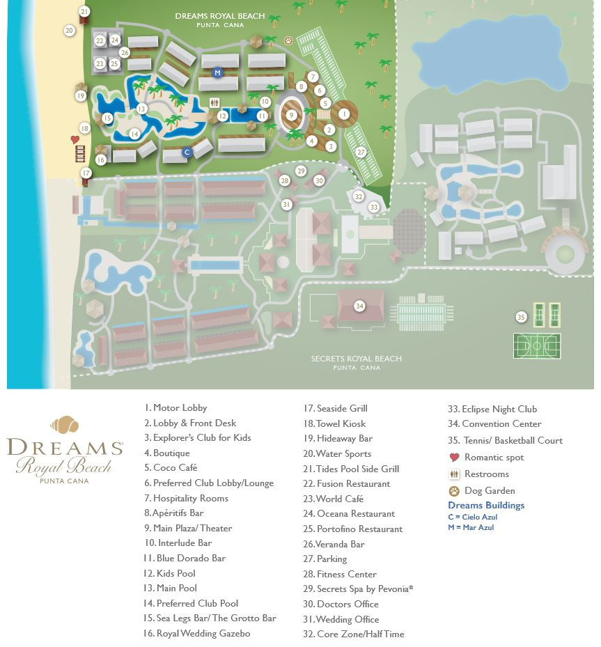 Dreams Royal Beach Resort Map, Punta Cana, Dominican Republic in Dreams Royal Beach Punta Cana Map
