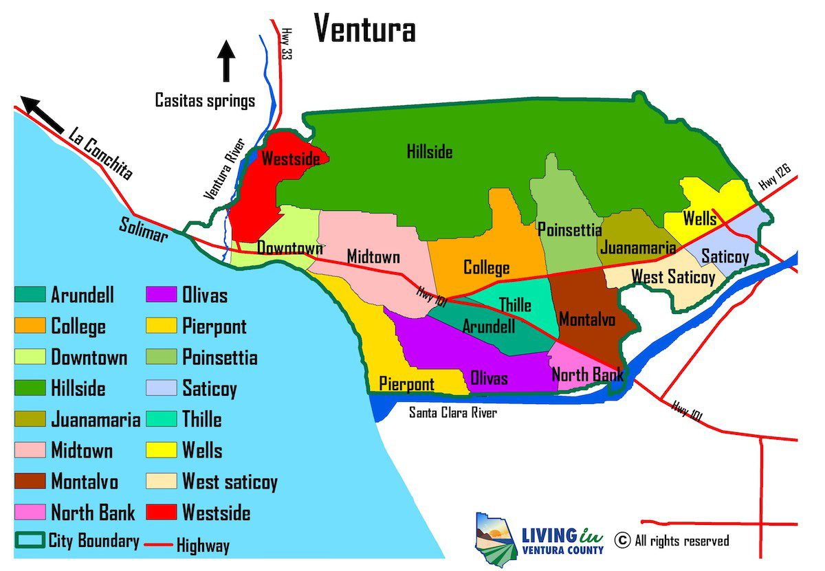 Dreamy Ventura Neighborhoods: Video, Maps, And Guide inside Map of Ventura Beach Ca