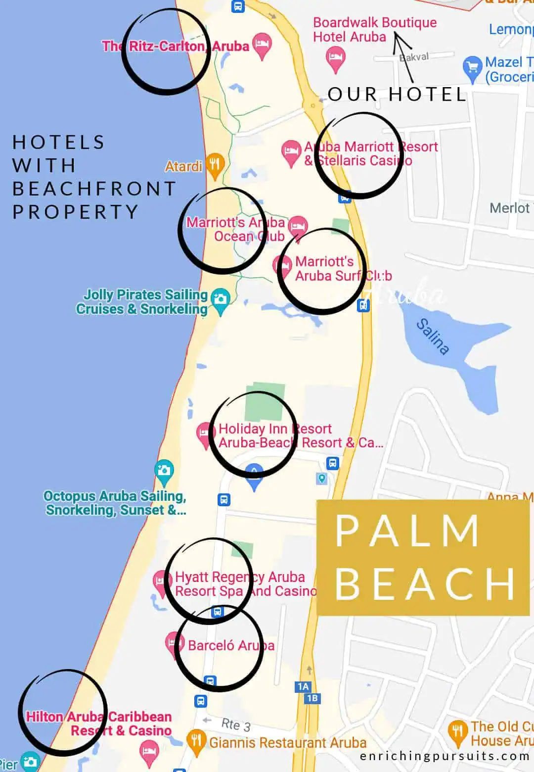 Eagle Beach Or Palm Beach Aruba: 7 Tips To Help You Choose regarding Aruba Hotel Map Palm Beach