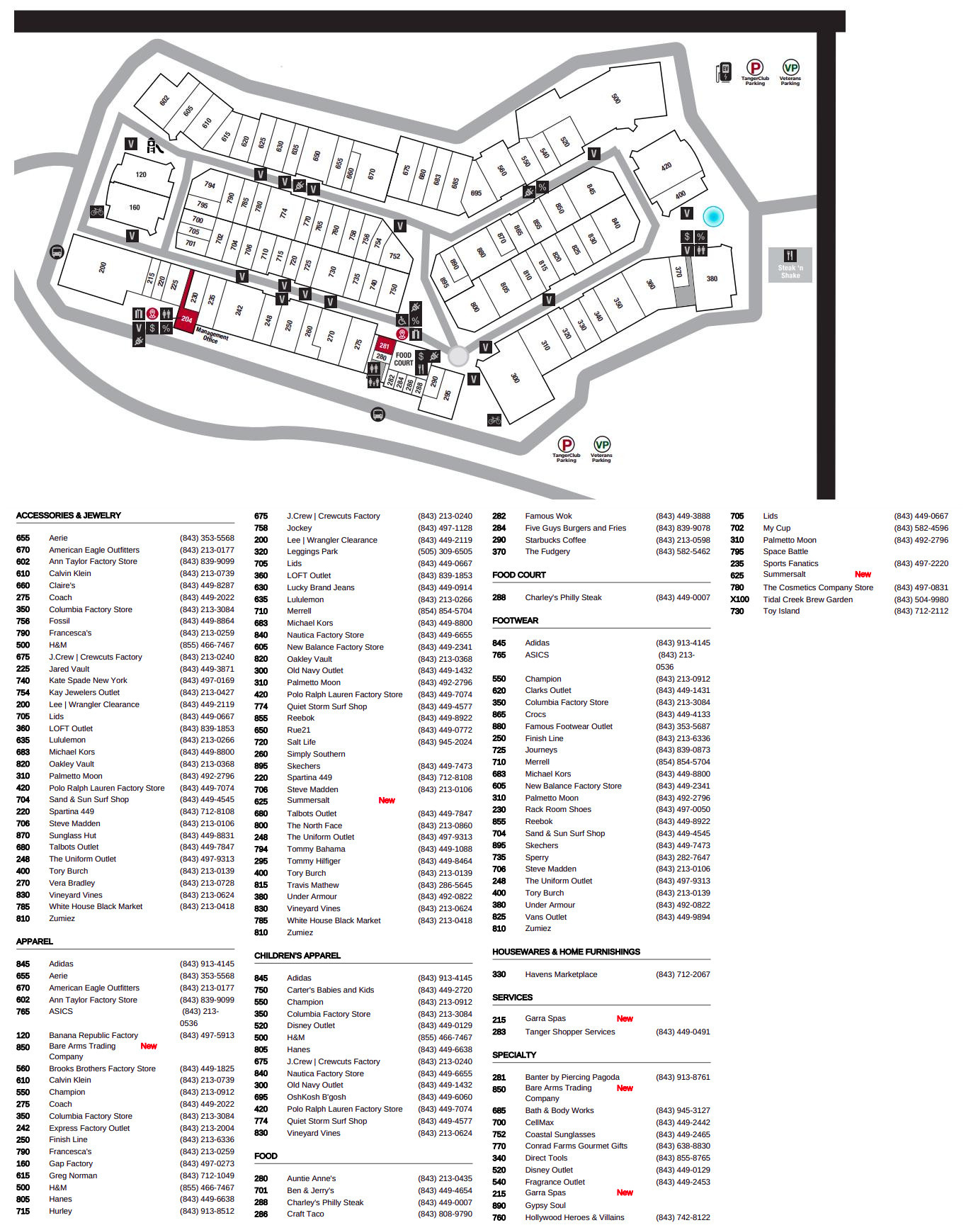 Ecco Tanger Outlet with Tanger Outlets Myrtle Beach Map