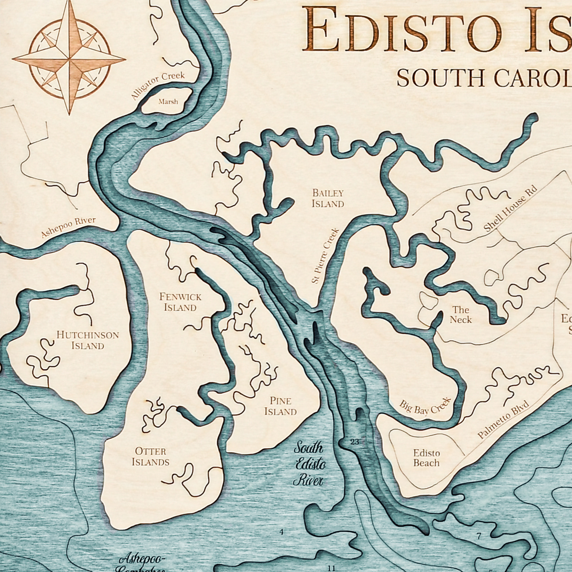 Edisto Island Nautical Map Wall Art - Sea And Soul Charts throughout Map Of Edisto Beach Sc