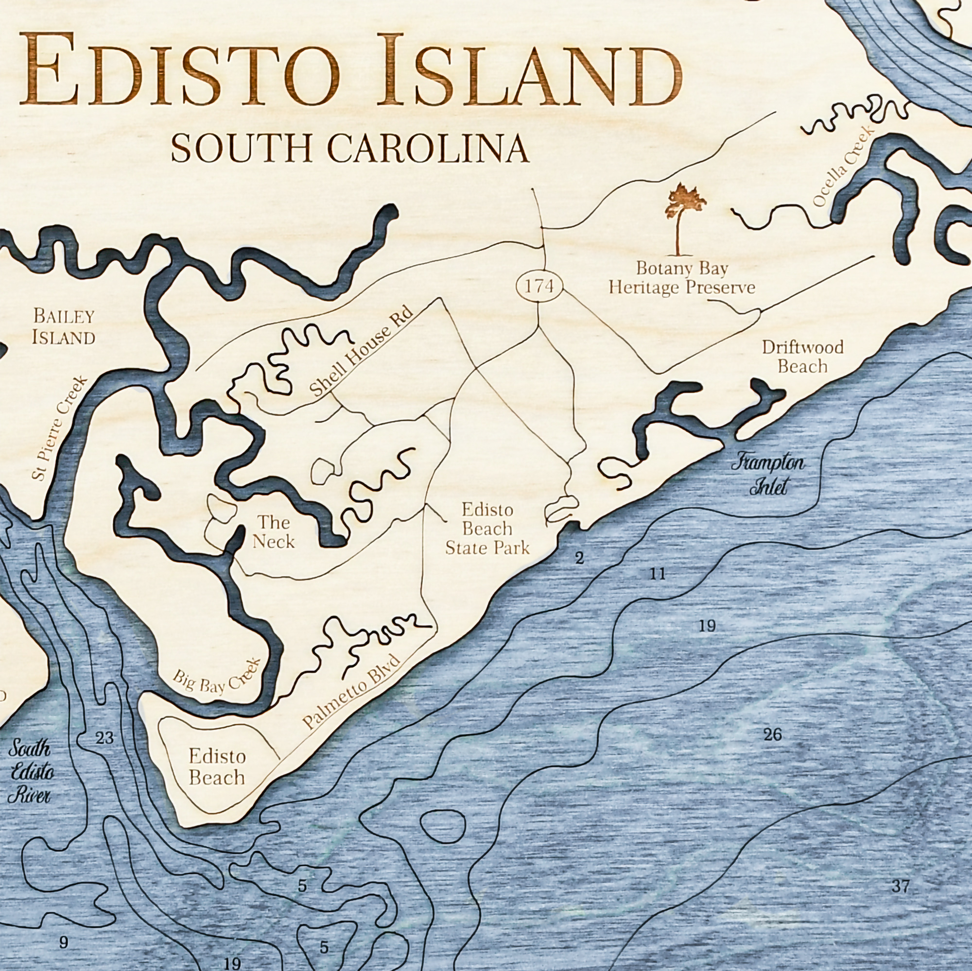 Edisto Island - Two-Level Wall Art - Sea And Soul Charts in Map of Edisto Beach Sc